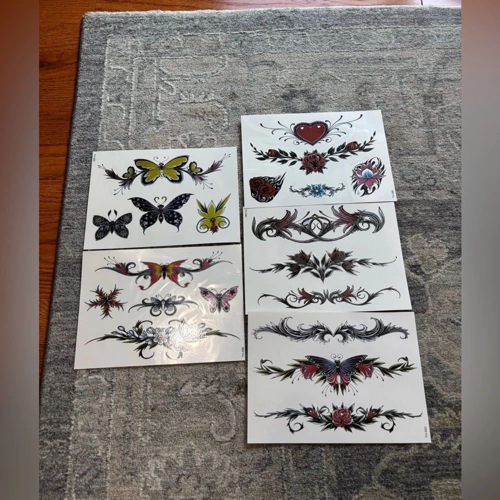 Floral and Heart Temporary Tattoo Set